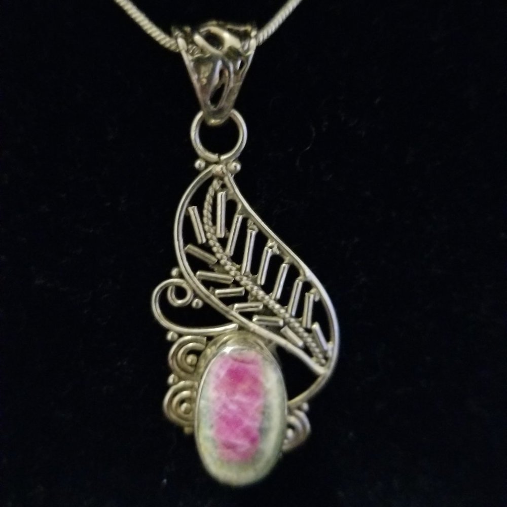 Ruby/Fuschite Sterling Silver Necklace